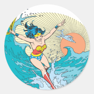 Wonder Woman Ocean Sky Runder Aufkleber