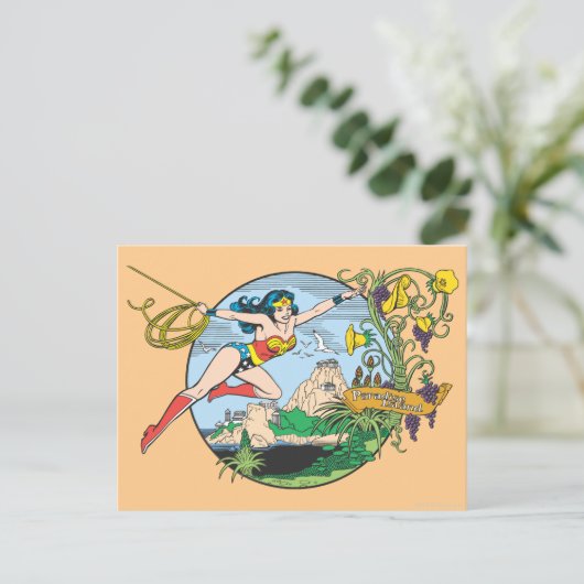 Wonder Woman Paradise Island Postkarte (Stehend Vorderseite)