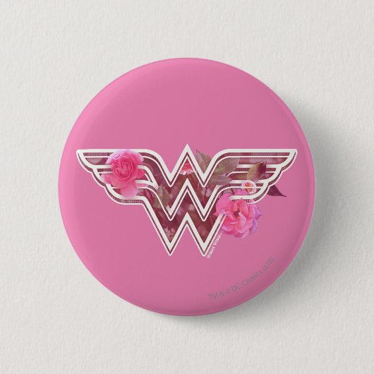 Wonder Woman Pink Camellier Blume Logo Button (Vorderseite)