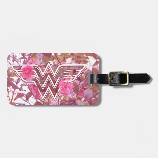 Wonder Woman Pink Camellier Blume Logo Gepäckanhänger (Vorderseite horizontal)