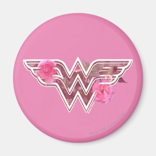 Wonder Woman Pink Camellier Blume Logo Magnet (Vorne)