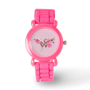 Wonder Woman Pink Camellis Blume Logo Armbanduhr