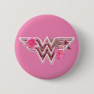 Wonder Woman Pink Camellis Blume Logo Button