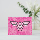 Wonder Woman Pink Comic Book Collage Logo Einladungspostkarte (Stehend Vorderseite)