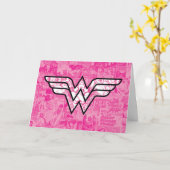 Wonder Woman Pink Comic Book Collage Logo Karte (Gelbe Blume)