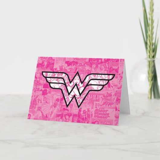 Wonder Woman Pink Comic Book Collage Logo Karte (Vorderseite)