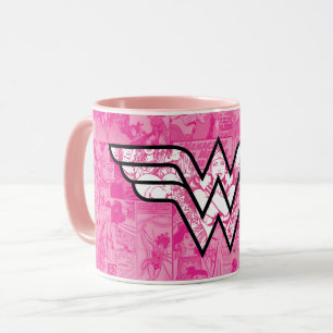 Wonder Woman Pink Comic Book Collage Logo Tasse