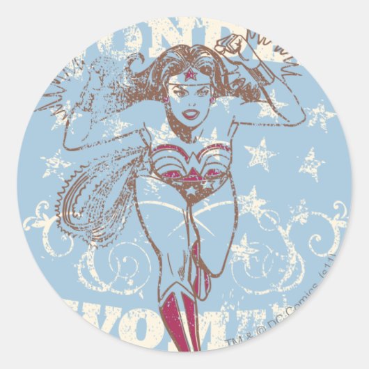 Wonder Woman Pow Runder Aufkleber (Vorderseite)