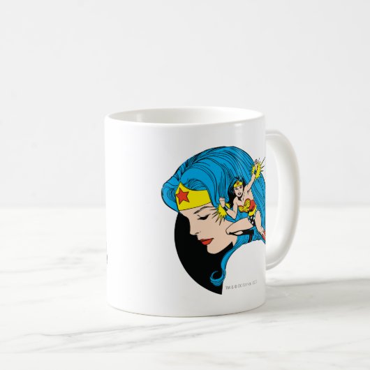 Wonder Woman Profil Hintergrund Kaffeetasse (VorderseiteRechts)