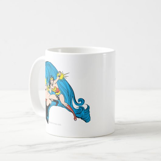 Wonder Woman Profil Hintergrund Kaffeetasse (Vorderseite Links)