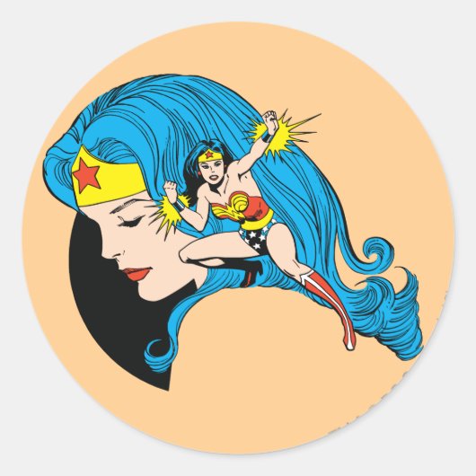 Wonder Woman Profil Hintergrund Runder Aufkleber (Vorderseite)