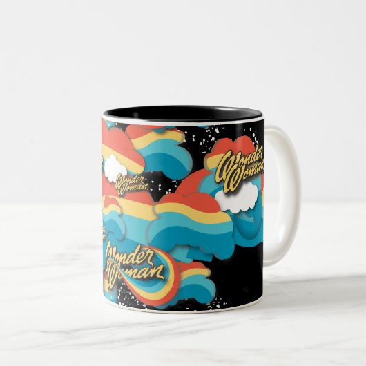 Wonder Woman Rainbow Clouds Muster Zweifarbige Tasse (VorderseiteRechts)