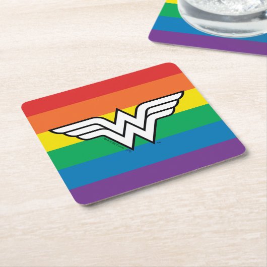 Wonder Woman Rainbow Logo Rechteckiger Pappuntersetzer (angewinkelt)