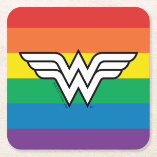 Wonder Woman Rainbow Logo Rechteckiger Pappuntersetzer
