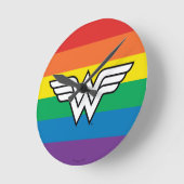 Wonder Woman Rainbow Logo Runde Wanduhr (Winkel)