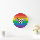 Wonder Woman Rainbow Logo Runde Wanduhr (Zuhause)