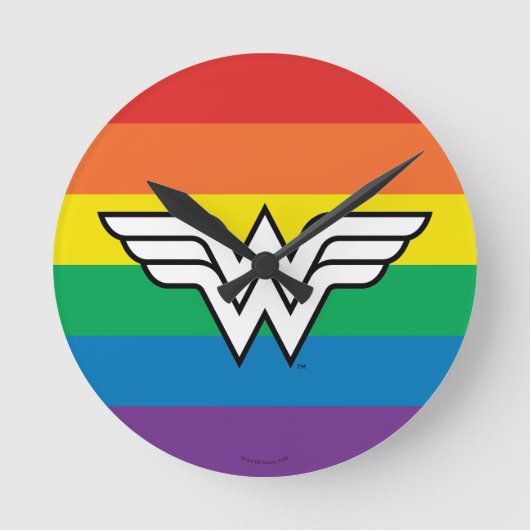 Wonder Woman Rainbow Logo Runde Wanduhr (Vorderseite)