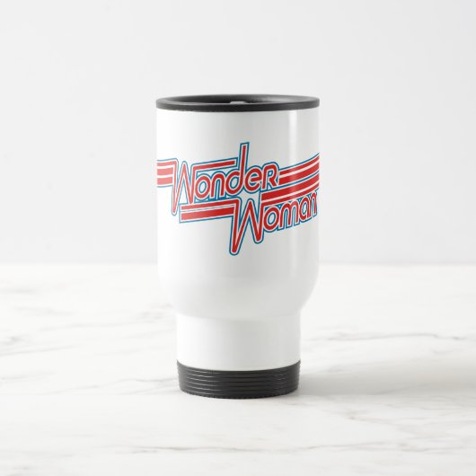 Wonder Woman Red and Blue Strip Logo Reisebecher (Mittel)