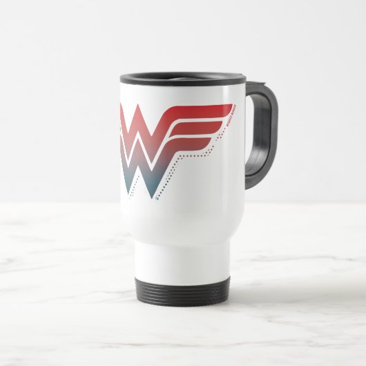 Wonder Woman Red Blue Gradient Logo Reisebecher (VorderseiteRechts)