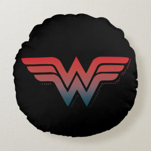 Wonder Woman Red Blue Gradient Logo Rundes Kissen