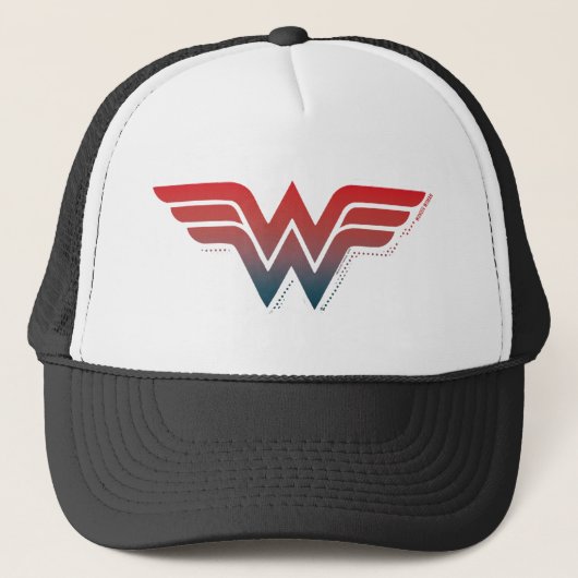 Wonder Woman Red Blue Gradient Logo Truckerkappe (Vorderseite)