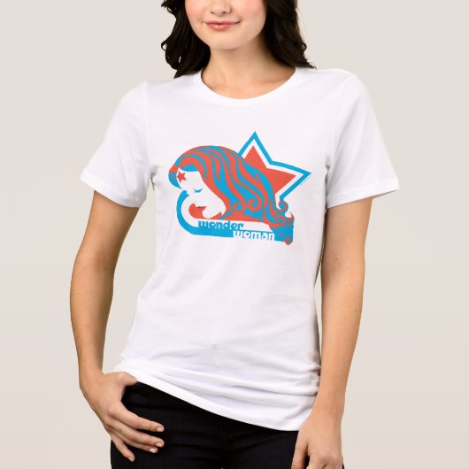 Wonder Woman Red & Blue Star Tri-Blend Shirt (Vorderseite)