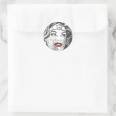 Wonder Woman Red Lips Runder Aufkleber (Tasche)