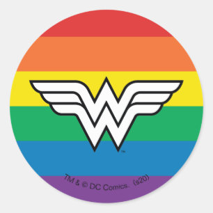 Wonder Woman Regenbogen-Logo Runder Aufkleber