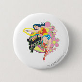 Wonder Woman Retro Blume Button (Vorderseite)