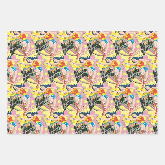 Wonder Woman Retro Blume Geschenkpapier Set (Vorderseite 2)