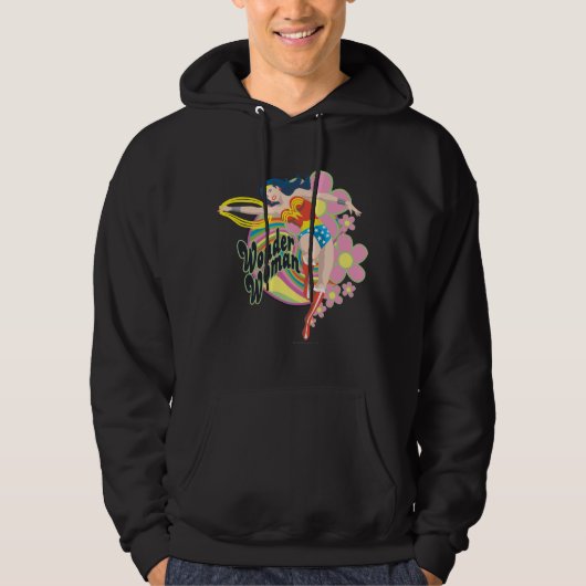 Wonder Woman Retro Blume Hoodie (Vorderseite)