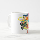 Wonder Woman Retro Blume Kaffeetasse (Vorderseite Links)