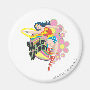 Wonder Woman Retro Blume Magnet