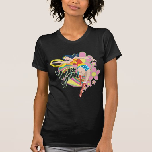 Wonder Woman Retro Blume T-Shirt (Vorderseite)