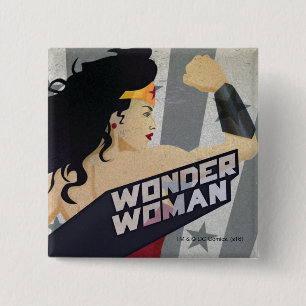 Wonder Woman Retro City Sonnenstrahl und Sterne Button