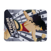 Wonder Woman Retro City Sunburst and Stars Magnet (Horizontal)