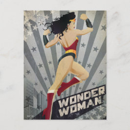 Wonder Woman Retro City Sunburst and Stars Postkarte