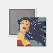 Wonder Woman Retro City Sunburst Magnet (Vorderseite/Rückseite)