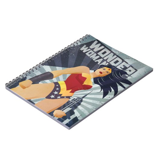 Wonder Woman Retro City Sunburst Notizblock (Linke Seite)