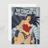 Wonder Woman Retro City Sunburst Postkarte (Vorne/Hinten)