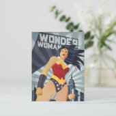 Wonder Woman Retro City Sunburst Postkarte (Stehend Vorderseite)