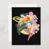 Wonder Woman Retro Flowers Postkarte (Vorne/Hinten)