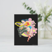 Wonder Woman Retro Flowers Postkarte (Stehend Vorderseite)