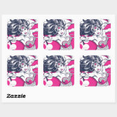 Wonder Woman Retro Glam Charakter Art Quadratischer Aufkleber (Blatt)