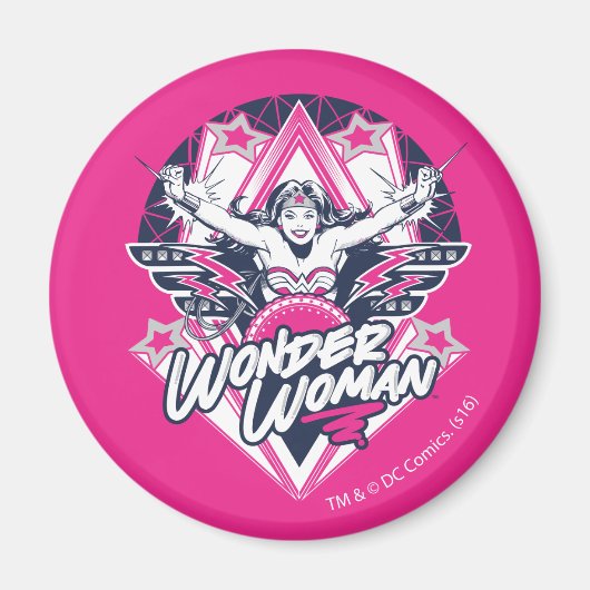 Wonder Woman Retro Glam Rock Graphic Magnet (Vorne)