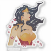Wonder Woman Retro Profil Sunburst Aufkleber (Vorderseite)