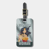 Wonder Woman Retro Profil Sunburst Gepäckanhänger (Vorderseite vertikal)