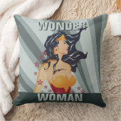 Wonder Woman Retro Profil Sunburst Kissen (Decke)