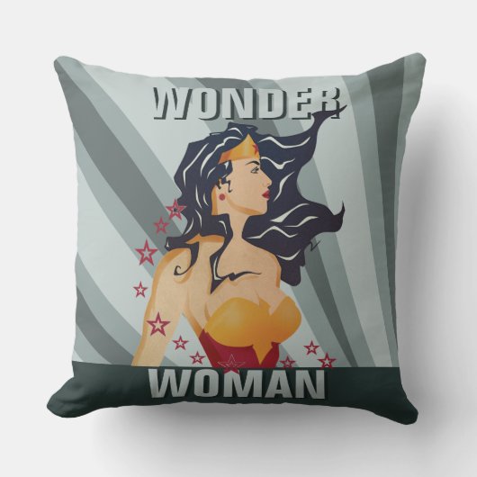 Wonder Woman Retro Profil Sunburst Kissen (Vorderseite)