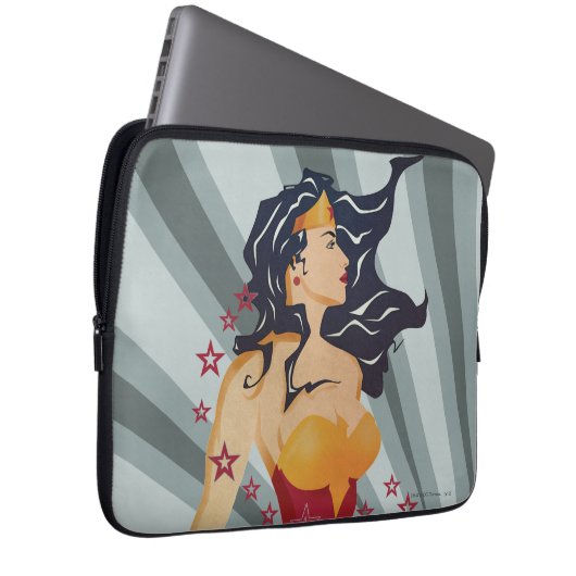 Wonder Woman Retro Profil Sunburst Laptopschutzhülle (Vorne Rechts)